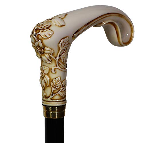 GC-Artis Elegant Pretty Light Color Walking Stick Cane for Women Ladies with Flowers