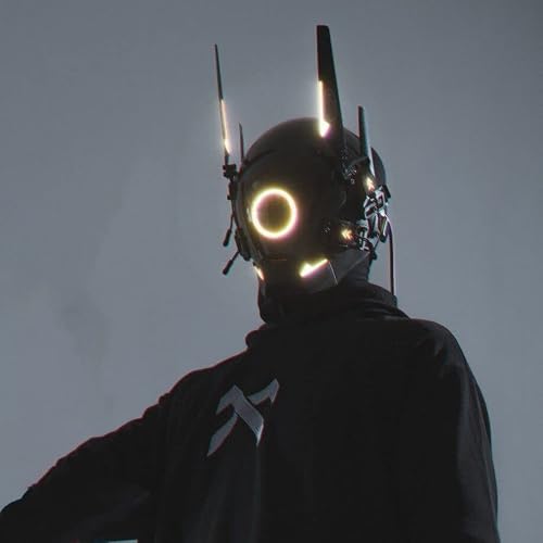 Yyinyuan Punk Mask Helmet, Futuristic Techwear Mask, Black Cosplay Led Mask Yellow, Halloween Cosplay Costume Men, Women #TOP4
