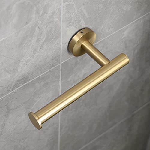 Qogrisun Brass Toilet Paper Holder For Bathroom,Gold Toilet Tissue Holder, Modern Brass Bathroom Accessories Wall Mounted, 5 Inch Length,Brushed Brass #TOP2