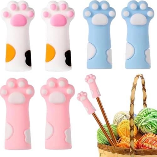 Katzekralle Maschenstopper,6 PCS Silikon Stricknadelspitzenschutz...