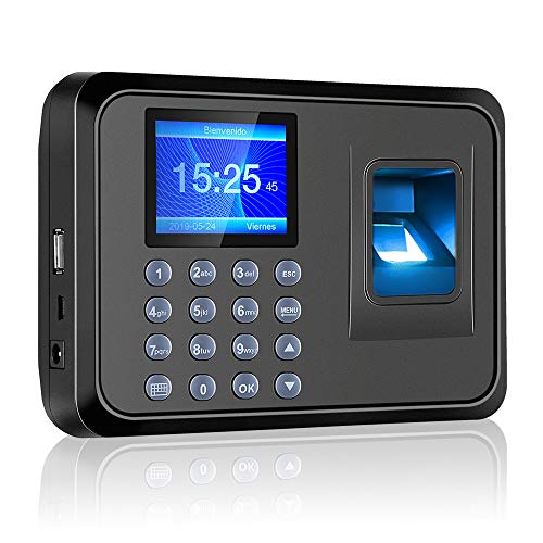 SMAA Asistencia de Huellas Dactilares de la máquina contraseña Reloj de Tiempo, 2.4inch Pantalla LCD Empleado Comprobación de Grabador para Office, autoservicio Informe, Software Libre