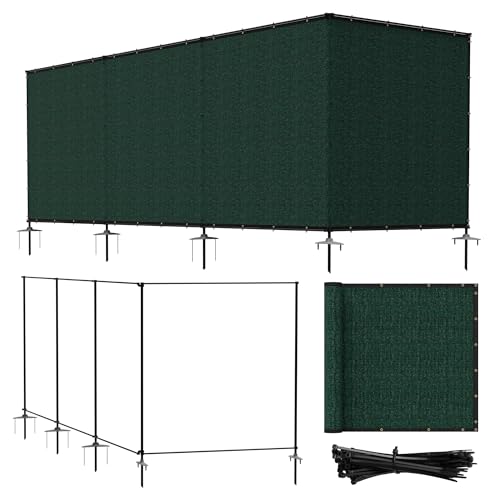 Bynbbur 6'x24' Outdoor Privacy Screen Freestanding with Iron Poles and Stakes, Temporary Dog Fencing, Backyard Divider, Metal Garden Fence for Pool Patio Barrier Border, Green