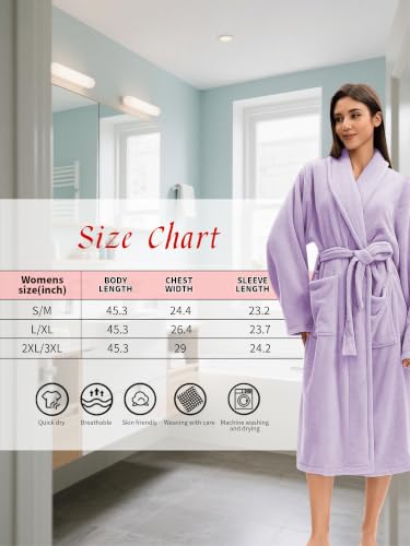 Image of Soft Robe For Women,Warm Plush Bath Robes Female,Spa Towel After Shower Lightweight Long Bathrobe