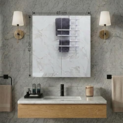 Image of Lucios Stainless Steel Bathroom Cabinet with Mirror, Wall Mounted Medicine Cabinet for Bathroom Storage, Rustproof & Waterproof Design, Adjustable Shelves (Stainless Steel, 18 * 18 Inch)