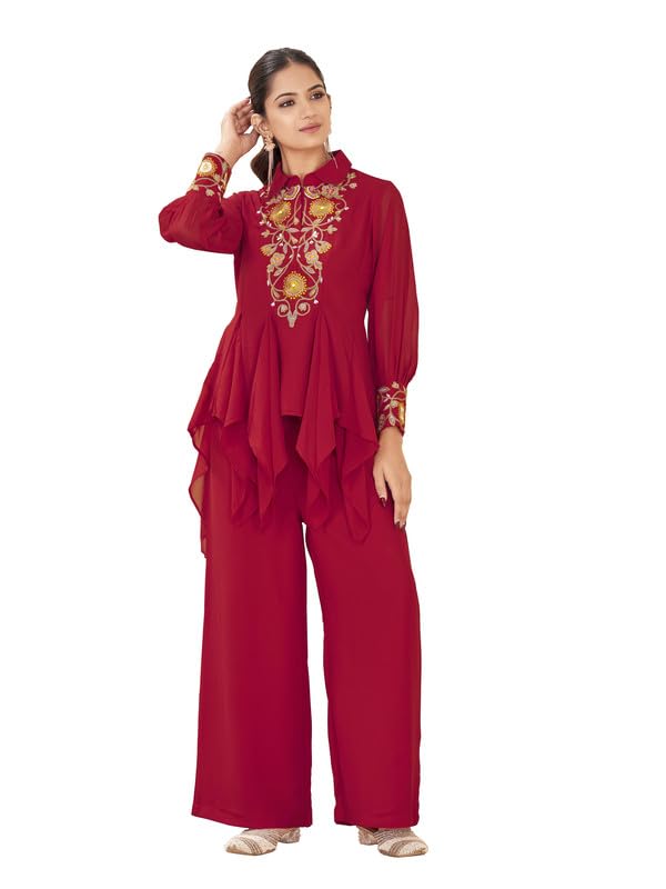 tikhi imli Party georgette coord set stylish | Karvachauth wedding dress-picture-13