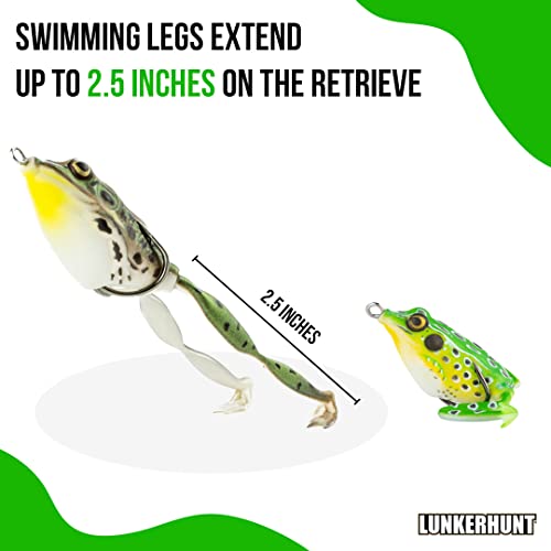 Lunkerhunt Frog Lure For Bass Fishing | Pocket Frog Lure 1.75 Inch | Topwater Fishing Lures With Weedless Hooks For Trout, Pike In Saltwater And Fresh Water #TOP4