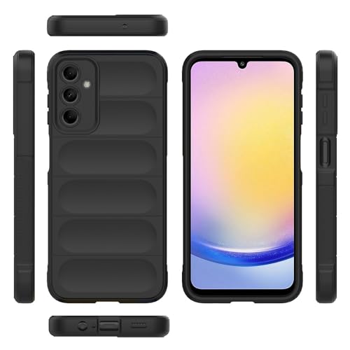 Image of amazon basics Mobile Cover for Samsung Galaxy A25 5G | Full Camera Protection | Liquid Silicon Case | Flexible Bumper Case for Samsung Galaxy A25 5G (Black)