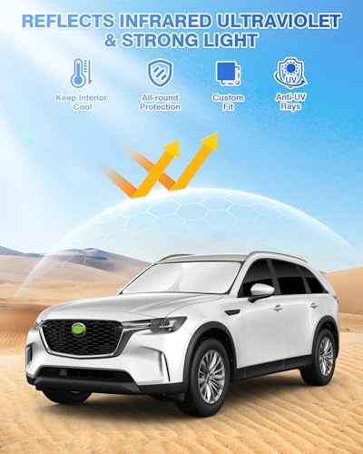 Image of Canvcle Sunshades for Mazda CX-90 2024-2025 2026 CX90 Accessories Windshield Sun Shade Side Rear Window Shade Cover Sun Visor Shield Privacy Protection Keep Vehicle Cool Black 8PCS
