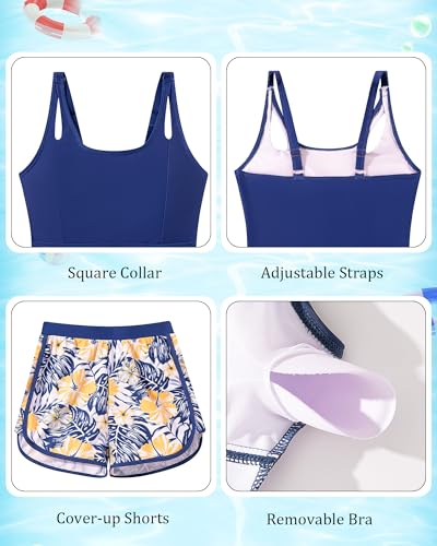 Image of TUONROAD Girls 3pcs Tankini Swimsuit Size 11-16 Bathing Suits for Teens