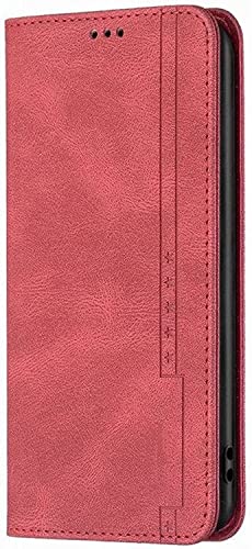 Étui cuir PU iPhone 14 Pro rouge haut de gamme clapet magnétique INFRI