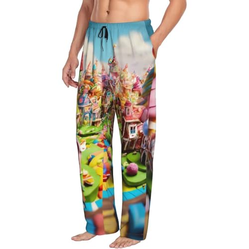 Candy Land Print Men Relaxation Pajama Pants Soft Lightweight Lounge Bottoms With Drawstring Pants2