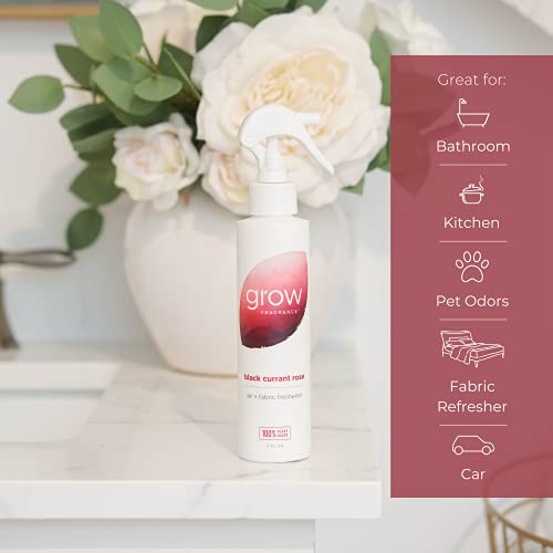 Grow Fragrance - Certified 100% Plant Based Air Freshener + Fabric Freshener Spray, Made With All Natural Essential Oils, Black Currant Rose - Limited Edition! #TOP4
