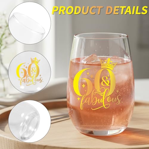 Bliceon 60th Birthday Gifts for Women, 15oz Personalised Wine Glass, 60th Birthday Hampers for Women, Anniversary Glasses, Birthdays Party, Retirement Gifts - Image 2