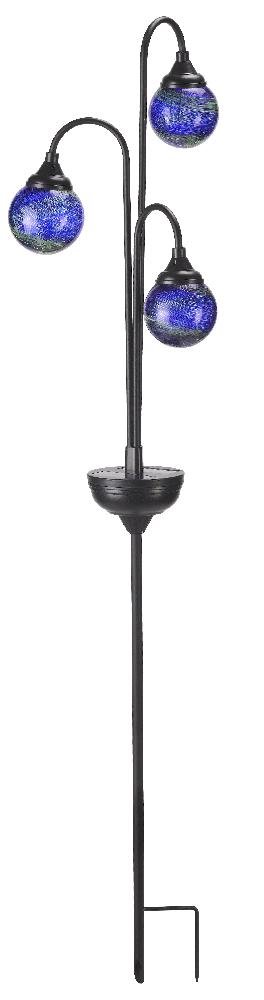 Smart Solar Trio Globe Stake Solar Light -Blue Glass