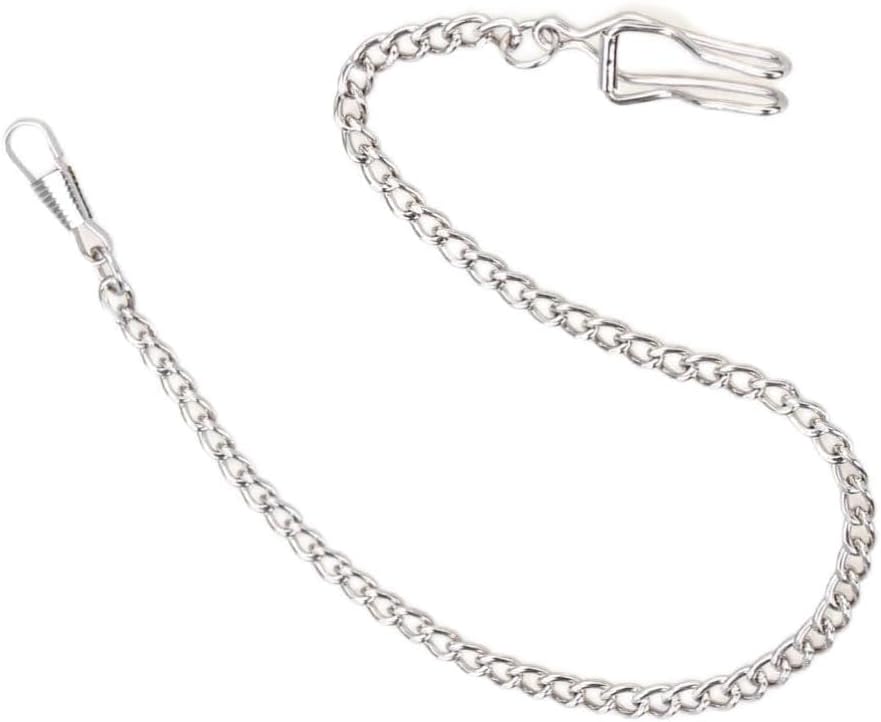 Silver Pocket Watch Chain Metal Curb Link with Lobster Claw
