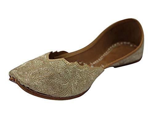 Stop n Style Gold Punjabi Jutti for Women Khussa Online Phulkari Jutti Salwar Kameez Jutti Handmade Shoes (8)