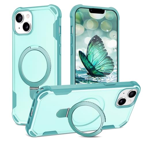 Coque iPhone 14 MagSafe antichoc avec anneau support bleu pour iPhone 13