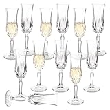 Champagne Glasses Set of 12, 4.4Oz Premium Stemmed Vintage Champagne Glasses, Embossed Cordial Glasses Goblet Glassware, Elegant Sparkling Wine Glasses for Birthday, Wedding, Anniversary