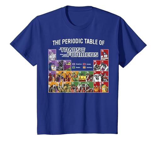 Transformers The Periodic Table of Transformers T-Shirt, Enfant, Bleu Royal, 8 Ans
