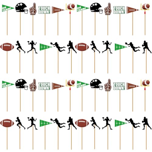 48 Piezas Decoración para Tartas de Fútbol Americano, Rugby Cupcake Topper Decoración, Rugby Happy Birthday Cake Topper, Fiesta Temática de Fútbol Americano, para Cumpleaños Tartas de Decoración