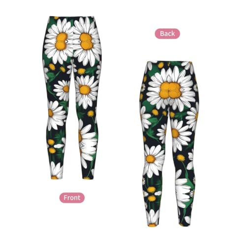 Leggings de compresión para mujer con estampado de margaritas y flores 4
