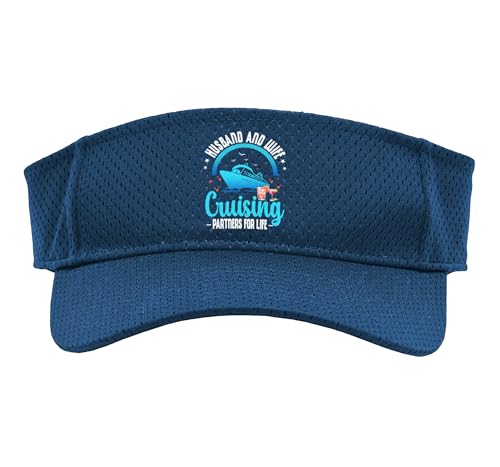 Cruise Vacation Husband and Wife Romantic Couple Cruising Sport Sun Visor, Adult, One Size, Navy