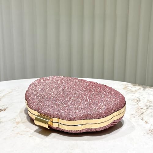 Image of Glitter Seashell Evening Clutch Purse Mini Chain Shoulder Bag Acrylic Shell Pearl Crossbody Bag