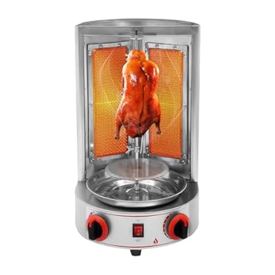 CRYBY 3000W Gas Doner Kebab Machine, Gas Vertical Broiler Machine Spinning Doner Kebab Gyro Grill Machine, Rotating Kebab Oven Chicken Roaster Cooker Machine Barbecue Machine for Home Restaurant Party