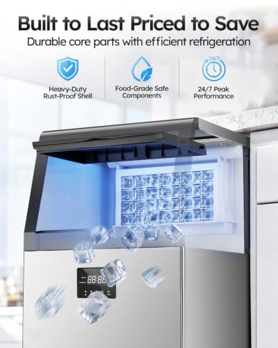 Image of Mojgar Commercial Ice Maker 130lbs /24H with 40lbs Storage Bin ETL Approval