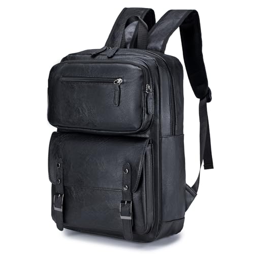 YOODI Mochila Cuero PU Viaje 40x30x15 Cabina Avion British Airways Wizzair Eurowings Equipaje de Mano Impermeable Casual 15,6 Pulgadas Mochilas Piel Ordenador Portatil für Mujer und Hombre
