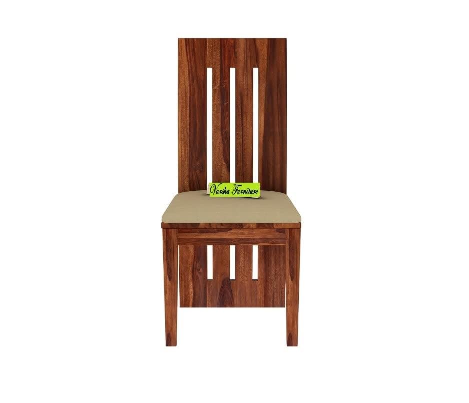 Image of Varsha Furniture Solid Wood Dining Chair for Dining Room Set of 2 | Wooden Study Chairs | Multipurpose Chair Made with Indian Sheesham Wood | Pre-Assembled - Honey Finish