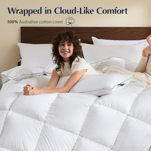 Pacific Coast Premium Goose Down Fiber Comforter Queen Size, 420TC 100% Australian Cotton Shell, All-Season Comforter with Hidden Baffle Box & Double-Stitched Piping (90"x90") by Pacific Coast - Used condition - Image 2