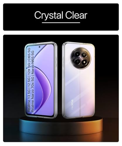 Image of WOW IMAGINE Clear Transparent Back Case Cover for Realme 13 5G | Realme 12 5G | 12X 5G | Narzo 70x 5G | C65 5G | N65 | Device & Camera Protection Shockproof TPU | Flexible Silicone - Transparent