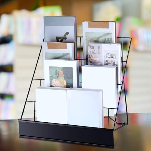 Sintuff Comic Book Display Stand 4 Tier Black Color Book Display Rack 18" Wire Tabletop Signing Cd Magazine Stand Rack Metal Countertop Decor for Retail Library Classroom Picture Literature Brochure by Sintuff - Image 4