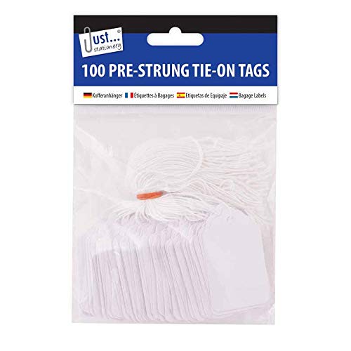 White Pre Strung Tags 36 mm x 53 mm | Tie on Labels | Pricing Tags (3 Packs)