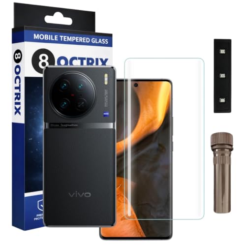 Image of Curved UV Tempered Glass Screen Protector for Vivo X90 / Vivo X90 Pro | Transparent | Pack of 1 | Full Screen Coverage with UV Installation Kit