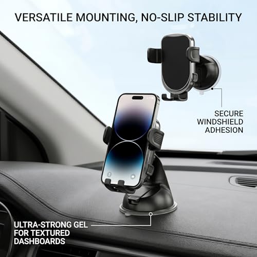 Image of Car Mobile Holder and Phone Stand | Dashboard Windshield Mount | Anti Slip Gel Suction Base | 360 Degree Adjustable Viewing | Pack of 1