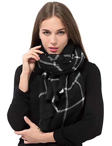 Dimore Trendy Plaid Blanket Scarf Women Big Oversized Long Scarves Warm Winter Tartan Checked Shawl Wrap Scarf Gift For Women