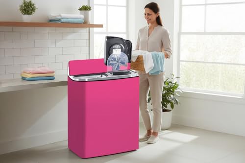 Image of Stylista Waterproof and Dustproof Polyester Washing Machine Cover Compatible for Godrej 10 Kg Semi-Automatic Top Loading WSEDGE NEO 100 5.0 PB3 SLGR, Pink