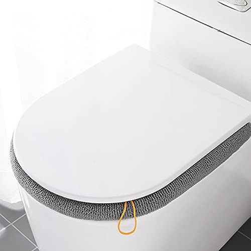 NO Toilettensitzbezug Waschbar 2 Stücke WC Sitzwärmer Toilettensitz Abdeckung Waschbar Toiletten Sitzbezug Toilettensitzkissen Weich Toilettenkissen für Universal Toilettensitz (Grau) – Bild 8