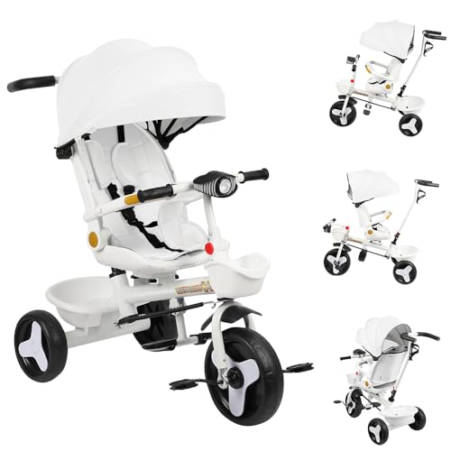 LIUNNCC 5 en 1 Tricycle Bébé Évolutif,Draisienne Évolutif,Trike Bebe,Velo Poussette Bebe Évolutif,Velo Enfant 5 Ans,De 6 Mois,Pliable,Facile À Plier,Accessoires Pratiques