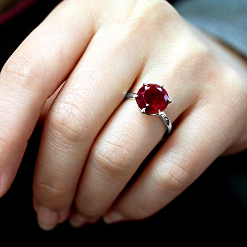 Kobelli 10mm Created Red Ruby 6-Prong Solitaire Ring 14k White Gold2