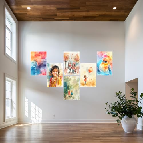 Image of SiddArtify Watercolor Abstract - Children Art Print Set - Sticker - 12x18 Inch - Pack of 6 Wall Room Decoration art Poster Prints