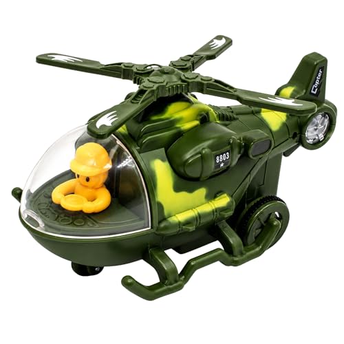 Image of PLUSPOINT Military Police Helicopter Toy for Kids | Friction Powered Push & Go SWAT Chopper | Pretend Play Police Air Rescue Helicopter Vehicle Toy for Boys, Girls & Toddlers