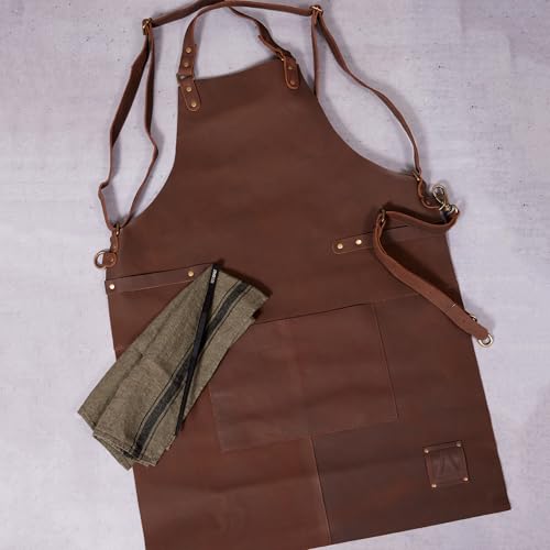 Lederschürze Redsalt Premium aus 100% Büffelleder 84x62cm Crossback