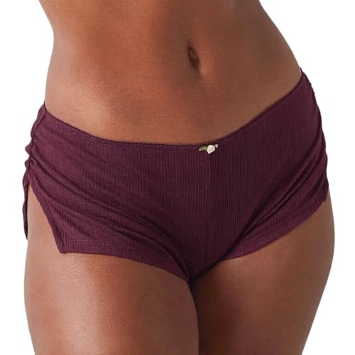 Image of KMBANGI Y2k Sexy Micro Shorts for Women Low Waist Side Slit Boyshort Slim Booty Shorts Lounge Pj Bottom Cute Sleepwear