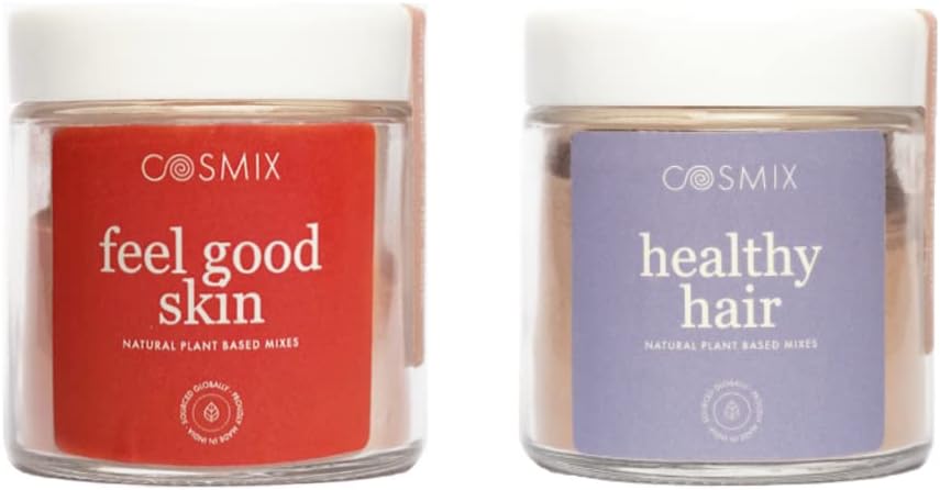 Cosmix Inner Beauty Combo (2x60g) | For Healthy Skin & Hair | Drinkable Skincare & Hair Care | Plant-based Superfood Blends | No Preservatives/Added Sugar | 60g each - 40 serving | Plant Based