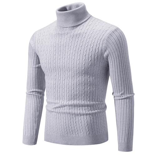 Cambkatl Men's Basic Solid Turtleneck Sweaters Pullover Slim Fit Long Sleeve Fall Winter Cable Knitted Baselayer Tops