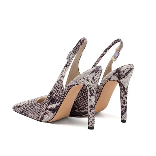 Women's Pointed Toe Rhinestone Ankle Strap Print Stiletto Sandals 4.3IN Heel Dressy Nightclub Party Wedding Shoes4