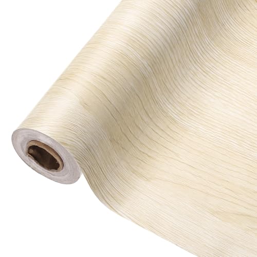 QUARKZMAN Papel De Contacto Con Textura De Madera 23.6' X 394' Papel Tapiz Autoadhesivo Impermeable Para Cubiertas De Cocina Muebles De Baño Hogar Beige Claro